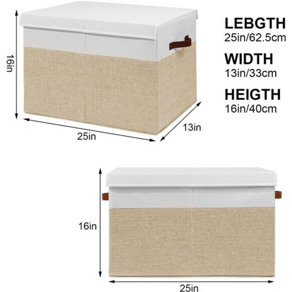 Large Toy Storage Box with Lid, Sturdy Toys Storage Chest Bin Organizer Basket - Picture 3 of 8